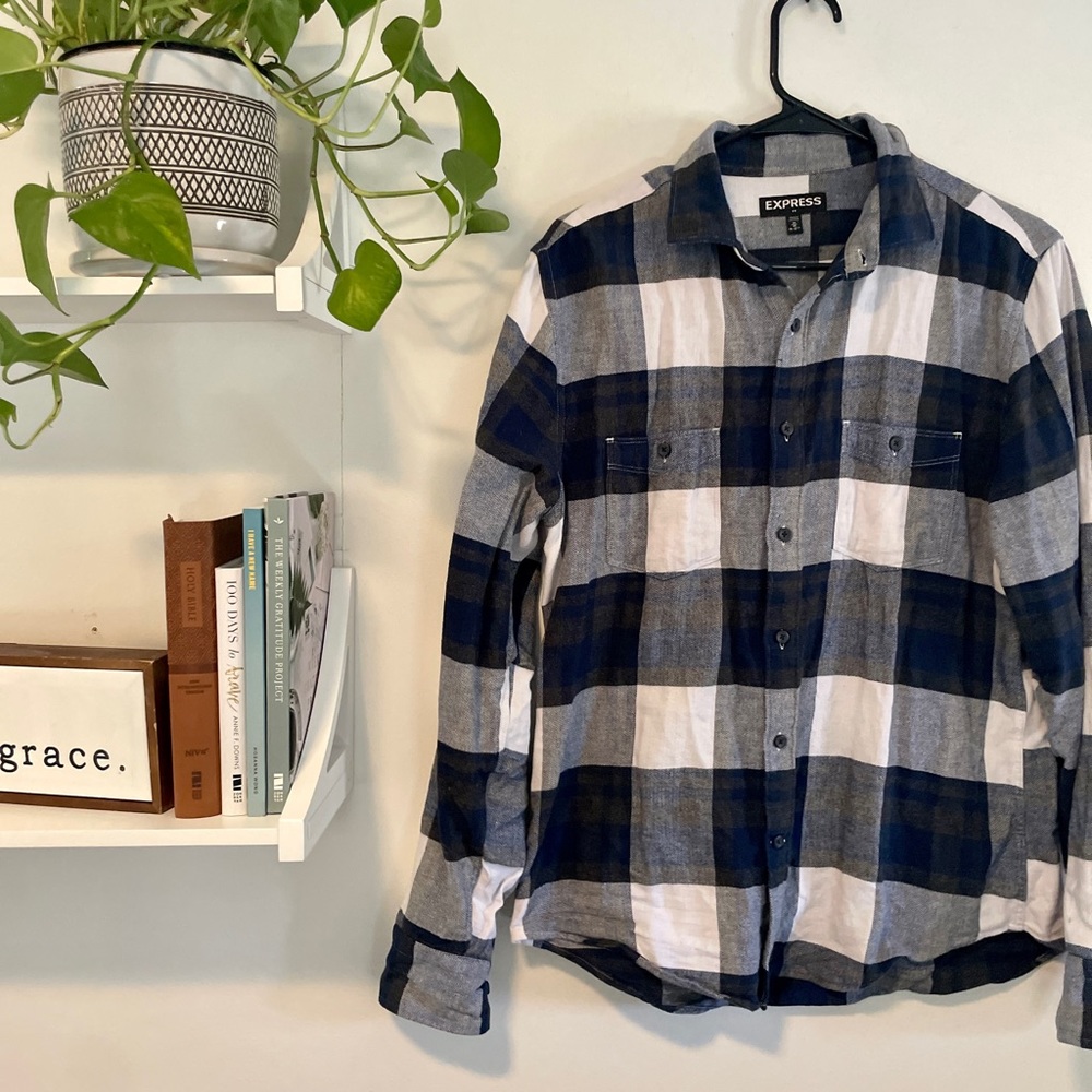 Express Button Down Flannel Shirt - image 2
